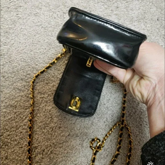 Chanel Phone Holder Crossbody Bag Purse Vintage Patent Leather - Picture 13 of 17